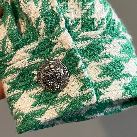 **Karl Lagerfeld green/white houndstooth blazer jacket shacket coat size L - Picture 7 of 10